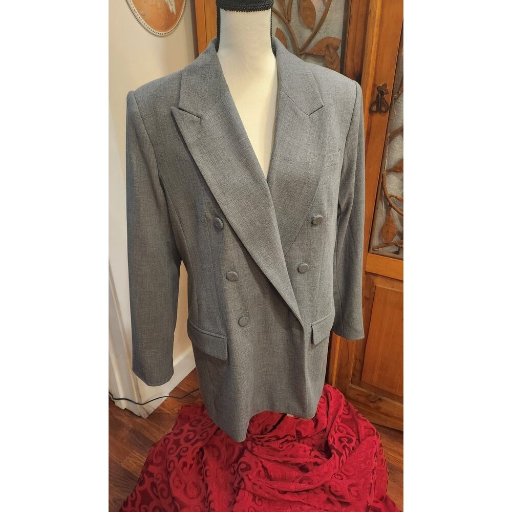 Wool-Blend Double-Breasted Blazer, Banana Republic, Size 14